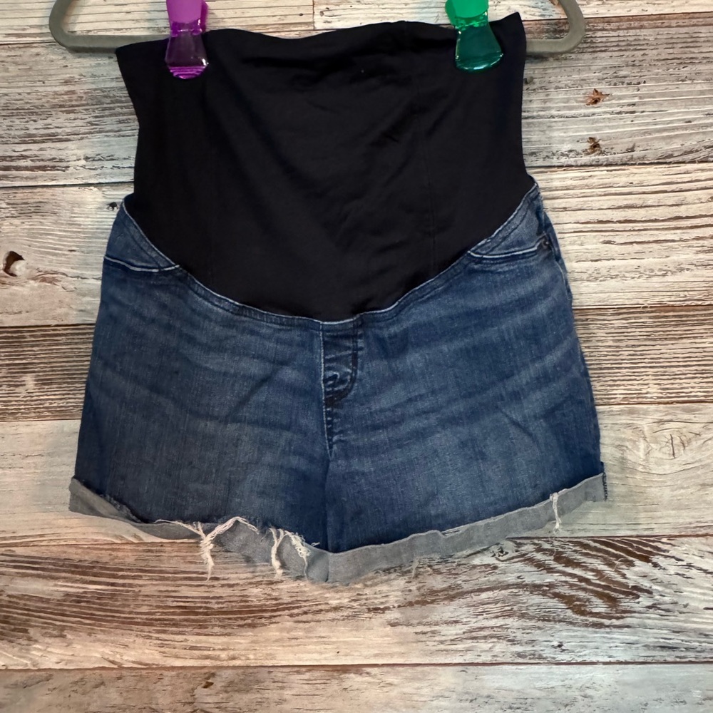 Isabel Maternity by Ingrid & Isabel High Waist Denim Shorts - Black and Blue